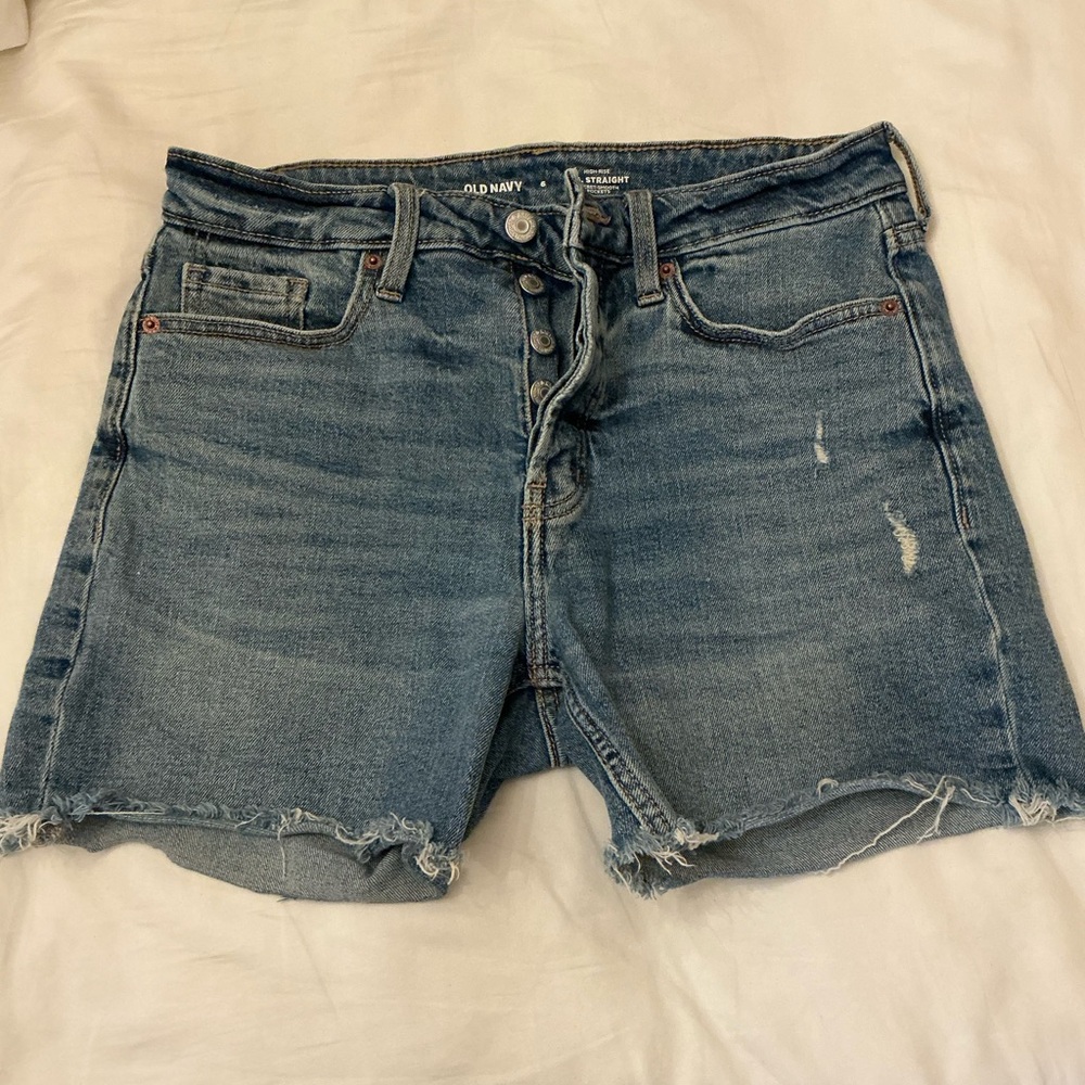 Old NavyWomen's High-Rise Button Fly Distressed Denim Shorts